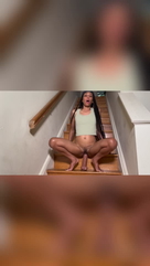 Mommy Rides Dildo on Stairs